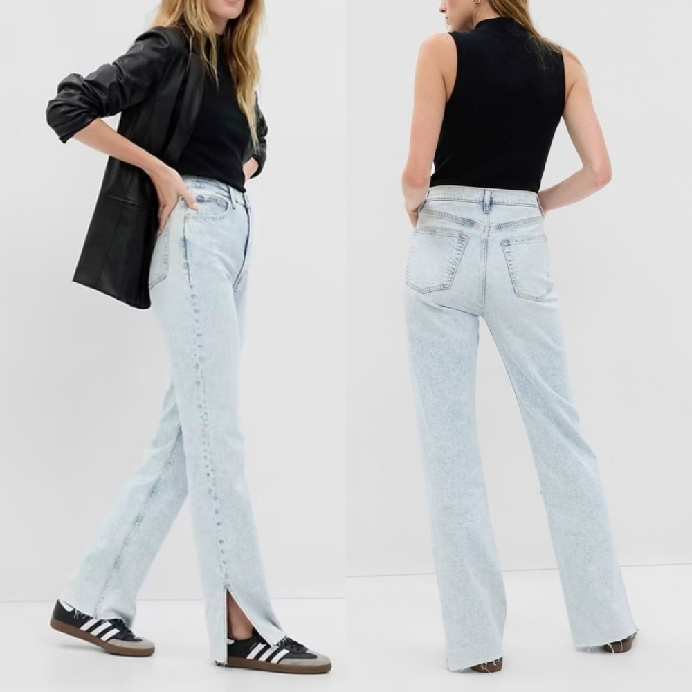 GAP High Rise ‘90s Loose Straight Jeans Light Indigo Destroy Wash